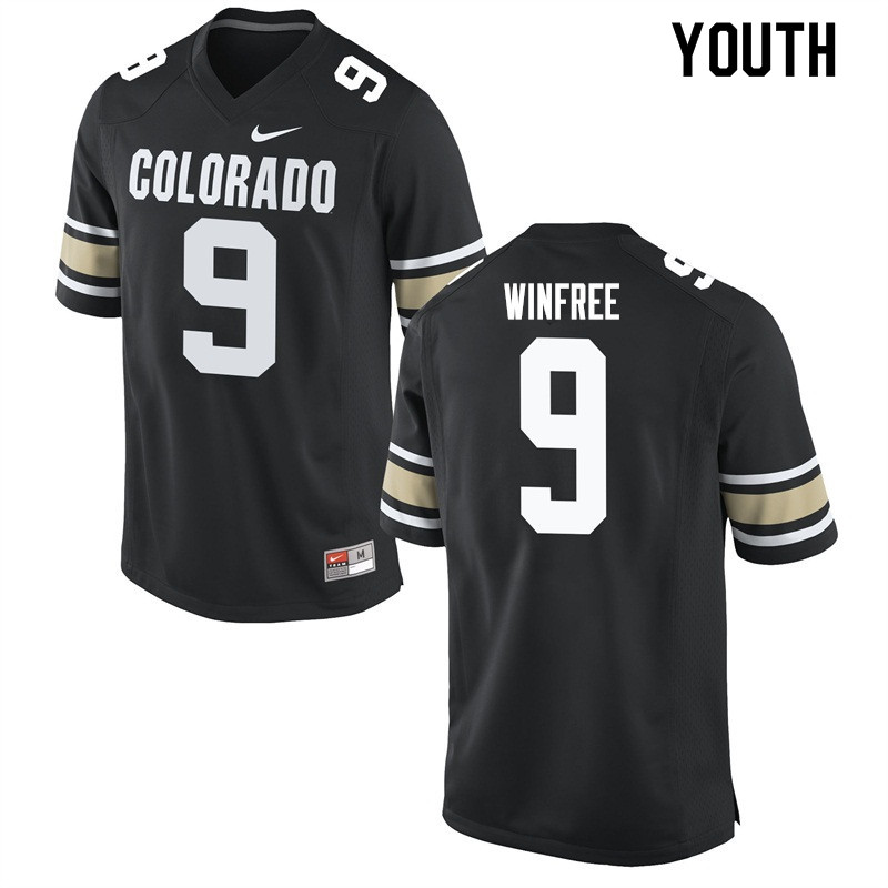 Youth #9 Juwann Winfree Colorado Buffaloes College Football Jerseys Sale-Home Black